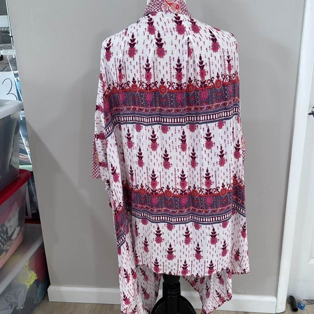 Anthropologie Lilka floral long length lightweight kimono boho cardigan - Picture 5 of 8